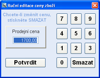 Na vybranou položku můžeme tlačítkem [ / ] poskytnout 3 druhy slev (sleva procentuální, sleva částkou nebo cena po slevě).