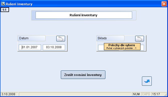 Výběr konkrétního dne provedeme zapsáním stejného data do obou polí. Pokud chceme zrušit rovnání v určitém období, píšeme data OD-DO.