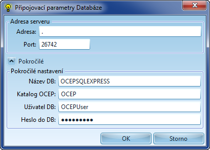 Úvod do systému 2.4 13 Připojení programu k SQL databázi Data programu OCEP jsou uložena v SQL databázi. Ta může být uložena na lokálním počítači, nebo někde na síti.