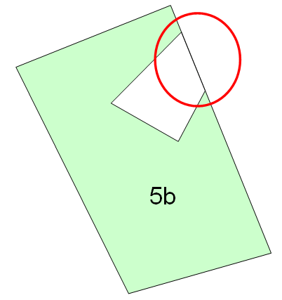 19.4.4.4 Ukázky vadných plošných geometrických prvků Polygon se dvěma dírami, které se dotýkají samy sebe a každá se dotýká obvodu.