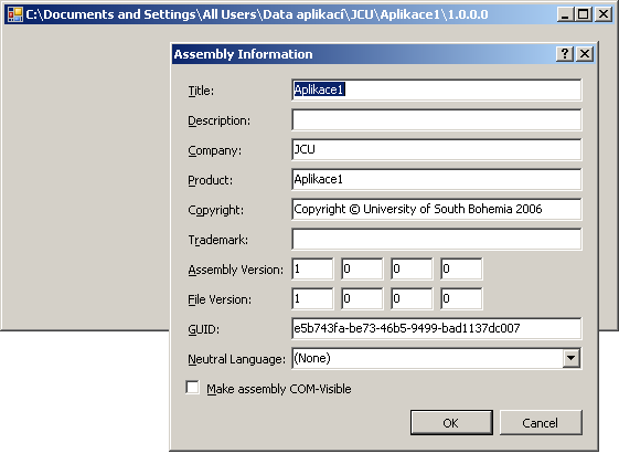 Aplikace příklad namespace Jcu.Pjc2.