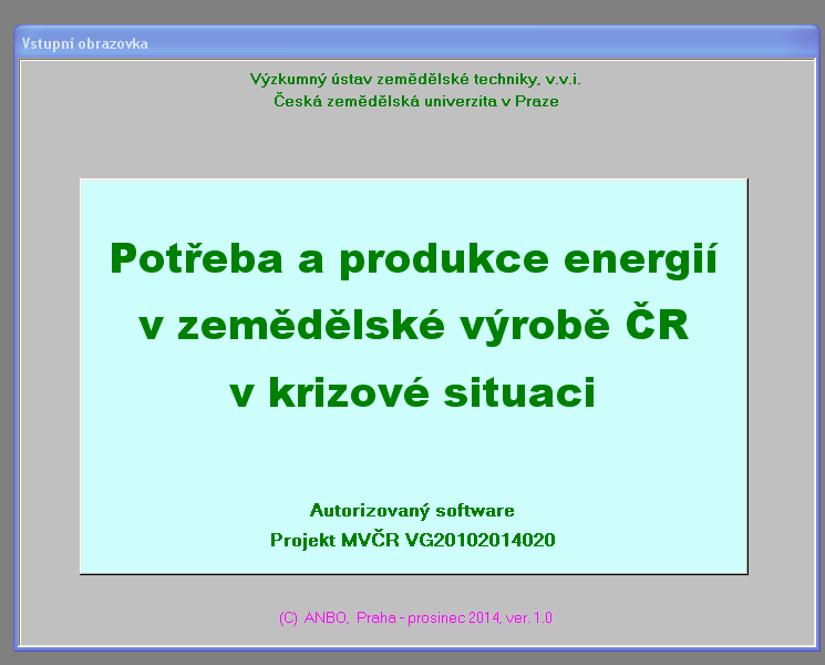 IV. Postupy při práci s programem Po spuštění programu se program ohlásí úvodní obrazovkou Obr. 4.1 Vstupní obrazovka Kliknutím myší kdekoli na vstupní obrazovce program pokračuje v práci.