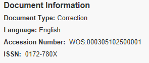 Důvod vyřazení: Document Type ve WoS: Correction. Strojové vyhledávání na základe Accession Number UT ISI.