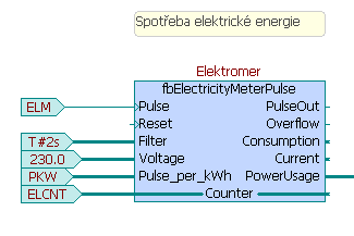 SVCNT TVCNT počitadlo pulzů celkové spotřeby studené vody (retain proměnná) počitadlo pulzů celkové spotřeby teplé vody (retain proměnná) Výstupy funkčního bloku fbenergie mají následující význam: