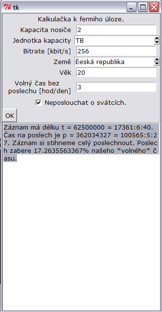 Obrázek 3: Snímek formulářového vstupu skriptu. Celý skript i s primitivním formulářovým prostředím 4 je v příloze. K fungování je potřeba Python 2.6. nebo vyšší.