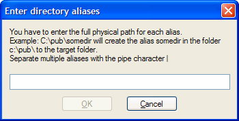 o Nastavení aliasů Nyní budeme chtít vaše skutečné adresáře ve sloupečku Directories propojit s oním fiktivním diskem, který uvidí uživatel po připojení na Váš FTP server.