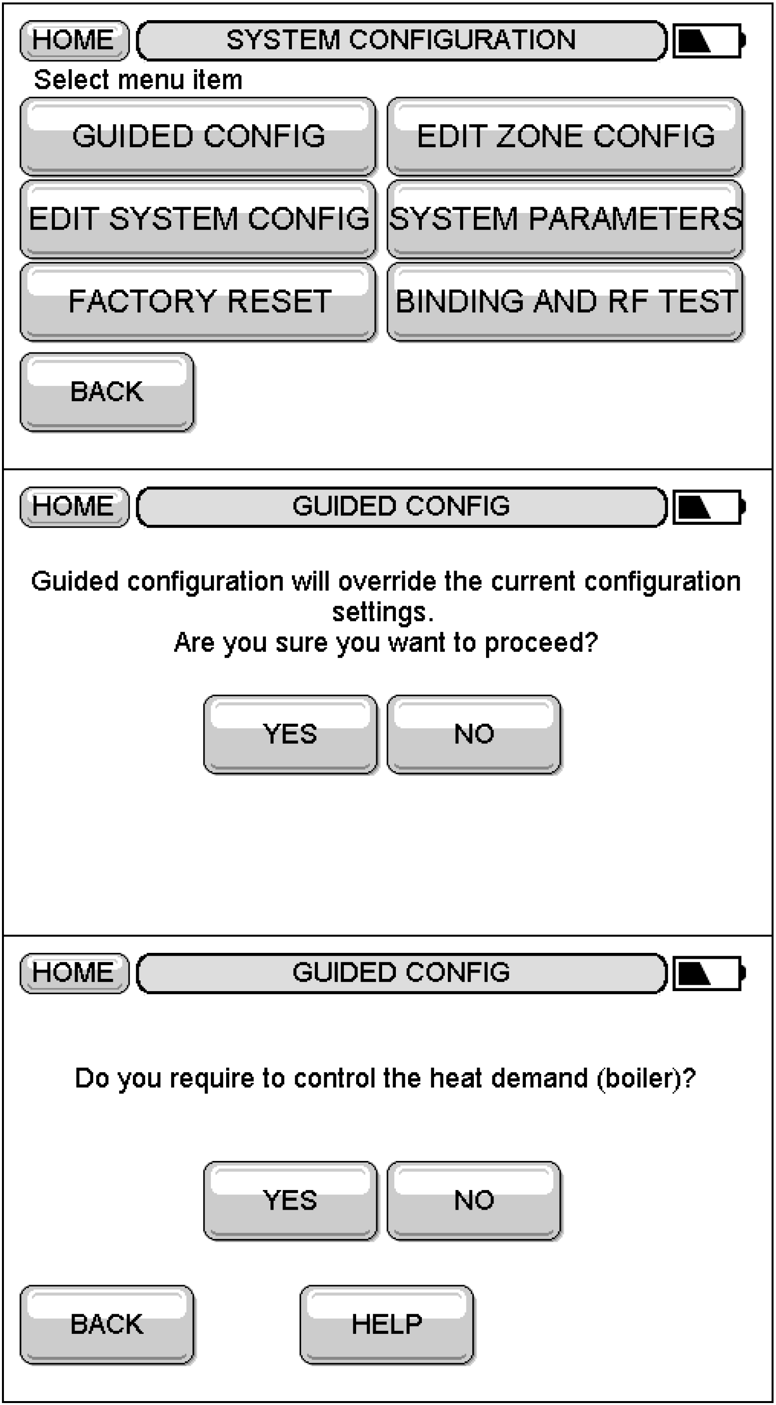 Stiskněte tlačítko GUIDED CONFIG Stiskněte tlačítko YES.