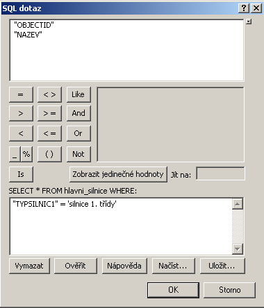 měřítek. SQL výběry popisků V tomto kroku se naučíte filtrovat jednotlivé popisky. Úkolem je omezit zobrazování popisků vrstvy Hlavní silnice pouze na popisky silnic první třídy.