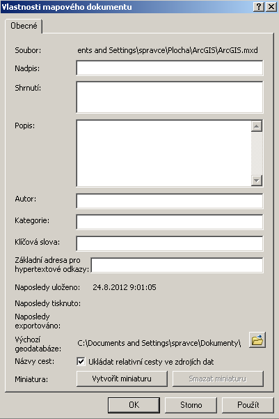 přidávány pouze jejich reference (počítačové cesty k adresáři, ve kterém jsou data uložena). Data tak lze použít ve více mapových dokumentech najednou.