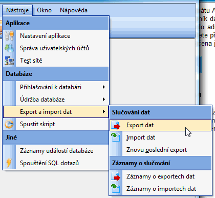 2 Evidence svářečů pro ZO zkušební organizace 1. Při přenosu dat z notebooku zkušebního orgánu do zkušební organizace se nejprve vyexportují vybraná data z programu.