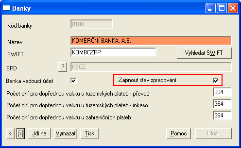 12222 'Platební příkaz v CM s indiv. FX lze použít pouze v rámci KB' 90031 'U vybraného účtu nelze provádět platební příkazy' 90304 'Banka vyhledána jen na základě SWIFT kódu.