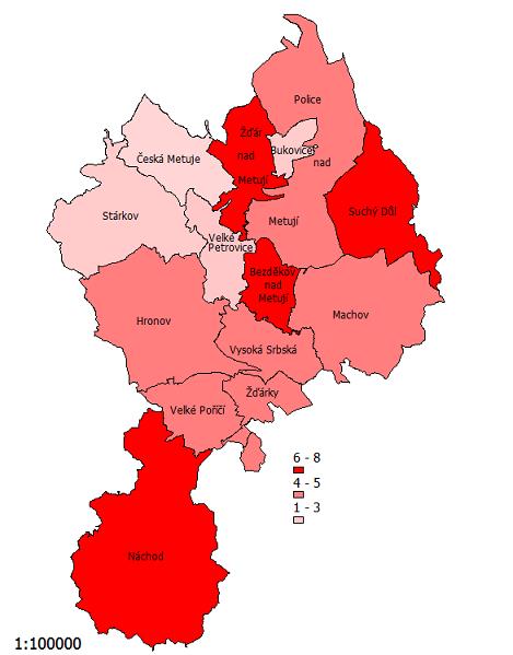 Obr. 3: Míra registrované nezaměstnanosti v obcích MAS v roce 2011 Zdroj: MPSV, Janitor Míra dlouhodobé nezaměstnanosti je pro účely analýzy definována jako poměr počtu registrovaných uchazečů o