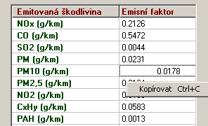 Obr. 26. Kopírování hodnot z mřížky Obr. 27. Kopírování hodnoty z pole mřížky Po kliknutí na tlačítko [<<Zpět] (nebo příkazem Zpět z nabídky Program) se lze vrátit do hlavní nabídky programu MEFA.