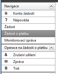 Stav žádosti o platbu se změní na Předaný, finalizací se žádost přenese do systému Monit 7+, stav dle Monit7+ se změní na Zaregistrována. Dochází tak k předání elektronické verze žádosti o platbu.