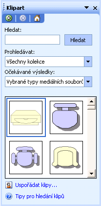 Další automatické tvary Tato položka je poněkud výjimečná. Nevybíráme zde z podnabídky, ale po volbě této položky se otevře podokno úloh viz obr. 13.