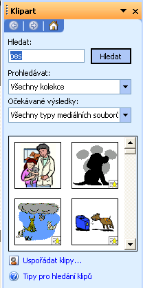 9.2.1. Vložení klipartu Chceme-li vložit klipart, nejprve umístíme textový kurzor na místo, kam bude vložen.