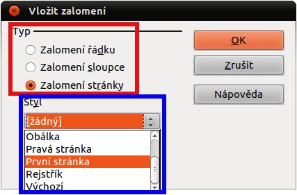 Dále je třeba do prázdného zápatí pomocí Menu Vložit Pole Číslo stránky vložit číslo stránky (na Obr. 33 je položka menu žlutě vyznačena).