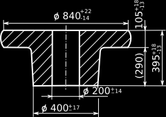 = 810 mm 1 = mm a = 0 mm = 0 mm 1 = 0 mm = 90 mm Obr.19 Náčrtek výrobku a) Kovářské příavky a mezní úcylky Příavky na obrábění včetně mezníc úcylek se na průměr a výšky, 1 určí z tab.