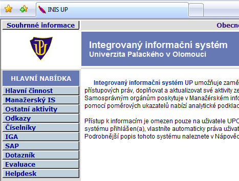 INIS UP Přihlašujte se stejným ID uživatele a heslem jako do Portálu UP.