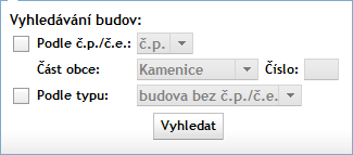 6. POPIS APLIKACE Vým ra - Velikost parcely od/do v m 2. Je moºné zadat pouze celá ísla.