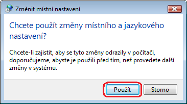 8) Vraťte se zpět na okno Místní a jazykové nastavení, přepněte se na záložku