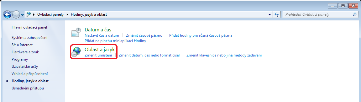 Nastavení v systému Windows 7 1) Otevřete si ovládací panely (v nabídce start) a pokud máte zobrazení dle Kategorie, tak