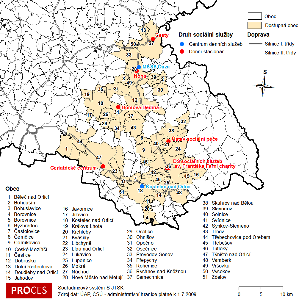 1.3 Analýzy časové dostupnosti jednotlivých zařízení V rámci síťové analýzy dopravní obsluţnosti pro jednotlivá ambulantní zařízení byla testována časová dostupnost obcí vzdálených do 20 minut