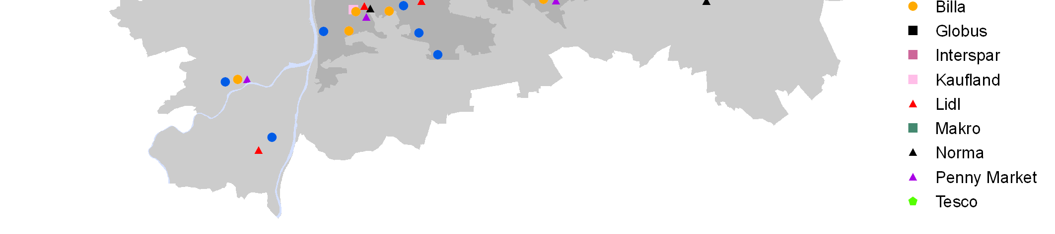 v historickém centru města, což platí i o orientovaných prodejnách obchodního řetězce Norma.