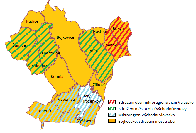 Místní akční skupina Bojkovska sousedí se 3 dalšími místními akčními skupinami