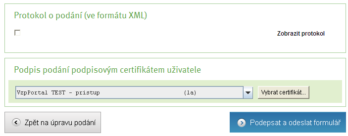 Krok 2 Shrnutí Soubor je podroben kontrole datového rozhraní. Je zobrazen protokol o kontrole souboru a detaily podání pro kontrolu před odesláním souboru. Výčet dávek v předávaném souboru KDAVKA.