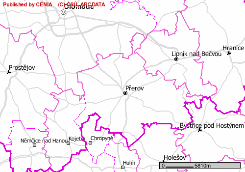 Mapa 8 Okres Přerov Zdroj: Portál veřejné zprávy České republiky. http://pollux.cenia.cz/mapmaker/cenia/portal/index.php?