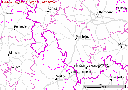 Mapa 10 Obec s rozšířenou působností Prostějov Zdroj: Portál veřejné zprávy České republiky. http://pollux.cenia.cz/mapmaker/cenia/portal/index.php?