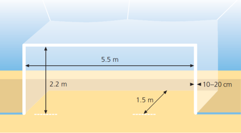 Všechny čáry (lajny) jsou 8-10 cm široké. Jsou zhotoveny z modré pásky, aby kontrastovaly s pískem. Páska musí být pružná a pevná, ale nesmí škodit chodidlům hráčů.