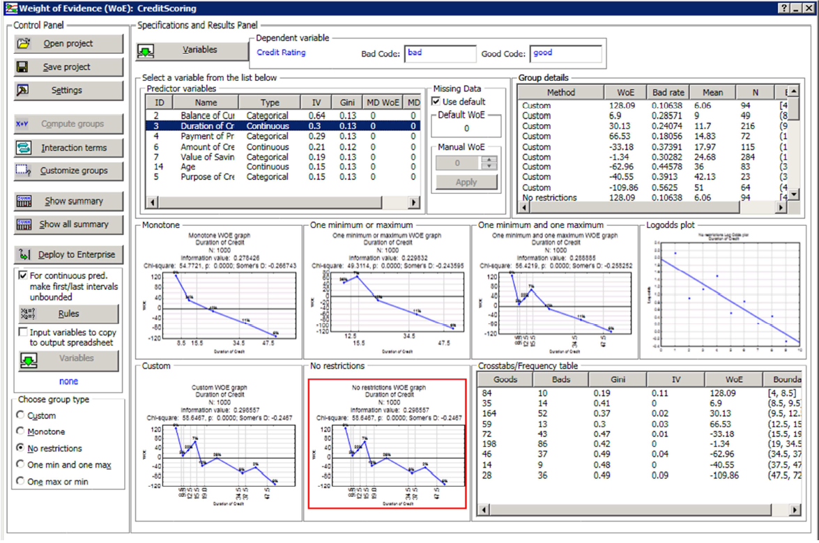 STATISTICA Weight of Evidence (nový produkt) Jedná se o interaktivní flexibilní nástroj pro překódování hodnot spojitých i kategorických proměnných na diskrétní kategorie automaticky s možností