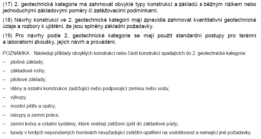 ČSN EN 1997-1 Geotechnické kategorie (společná