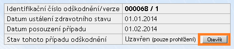 Poznámky se následně zobrazí i v tiskové sestavě případu (viz obrázek níže). Uzavření případu Pro uzavření případu slouží tlačítko u výpočtu ocenění případu.