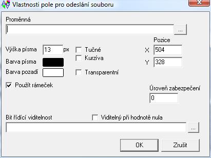 Velikost Udává velikost plochy, do které bude obraz z kamery převzorkován. Volby Pozice, Bit řídící viditelnost, Viditelný při hodnotě nula mají shodnou funkci jako u vlastností dvoustavového obrázku.