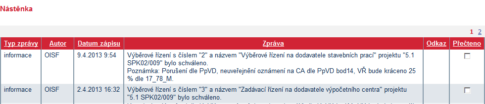 Detail výběrového řízení projektu Informace o stavu VŘ Tlačítka ke změně stavu VŘ Dokumentace VŘ Po ověření správného postupu VŘ může žadatel dané VŘ přiřadit k účetnímu