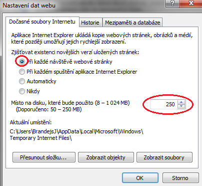 Přestože aplikace je nastavena tak, aby automaticky vyhledávala změny souborech po instalacích nových verzí, některé verze u s