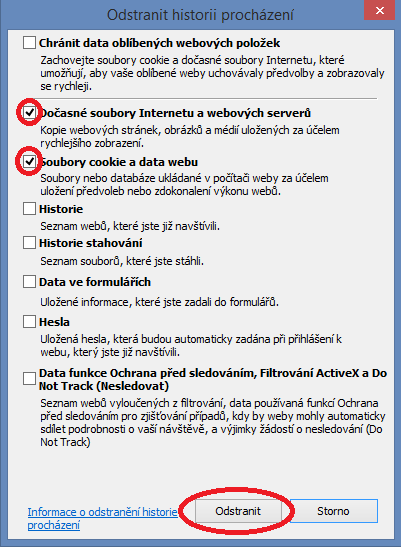 V případě, že se v aplikaci objeví chyba, která nastala z důvodu konfliktu verzi aplikačních knihoven, je nutné vymazání cache paměti prohlížeče.