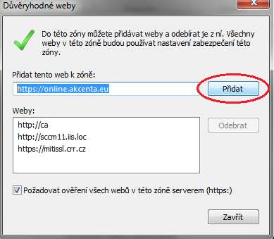 1 Pokud je v u nastaveno vysoké zabezpečení může dojít k blokování některých funkcí webové aplikace (tisk, exporty).