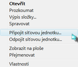 Praktické příklady nastavení a používání programu 6.12.2 Klient (síťový počítač) Ve Windows klikněte na tlačítko Start a pravým tlačítkem myši na Počítač.