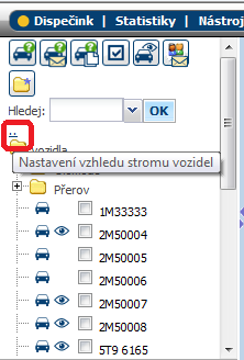 Případně ikonkou virtuální složku smazat. 2.8 Nastavení vzhledu stromu vozidel Po kliknutí na symbol.. dojde k zobrazení nového okna pro nastavení zobrazení seznamu vozidel nebo řidičů.