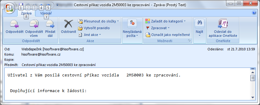 4.24.1 Cestovní příkazy z knihy jízd Nyní je moţné generovat cestovní příkazy i na záloţce Dispečink v knize jízd zvoleného vozidla (jedná se o