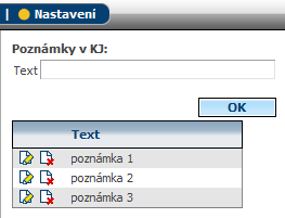 5.16 Poznámky v KJ V tomto nastavení je moţné definovat