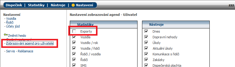 Administrátor můţe funkci také pouţít k pouhému schování funkce, kdy uţivateli se nebude nabízet v menu, ale bude si ji moct v nástrojích sám povolit, pokud ji bude potřebovat.