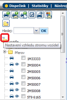 Případně ikonkou virtuální sloţku smazat. 2.8 Nastavení vzhledu stromu vozidel Po kliknutí na symbol.. dojde k zobrazení nového okna pro nastavení zobrazení seznamu vozidel nebo řidičů.