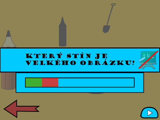 6.2. NÁVRH GRAFICKÉHO ROZHRANÍ 35 6.2.4 Pozastavení hry Pro opuštění hry slouží prvek pozastavení hry. Ten byl navržen jako tlačítko ve spodní části obrazovky, viz obrázek 6.4. Po stisknutí tohoto tlačítka je scéna zastíněna a jsou zobrazeny prvky pozastavené scény.