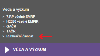 Modul RIV seznam publikační činnosti 30 je dostupný formulář pro vyhledávání v záznamech.