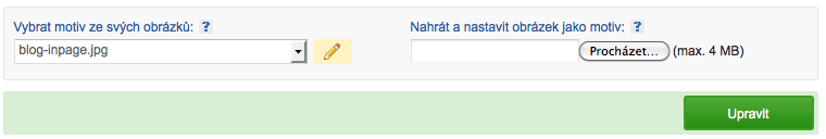 Dbejte na to, aby takový obrázek měl rozměry, které jsou optimální pro zvolenou šablonu, viz předchozí popis v této příručce.
